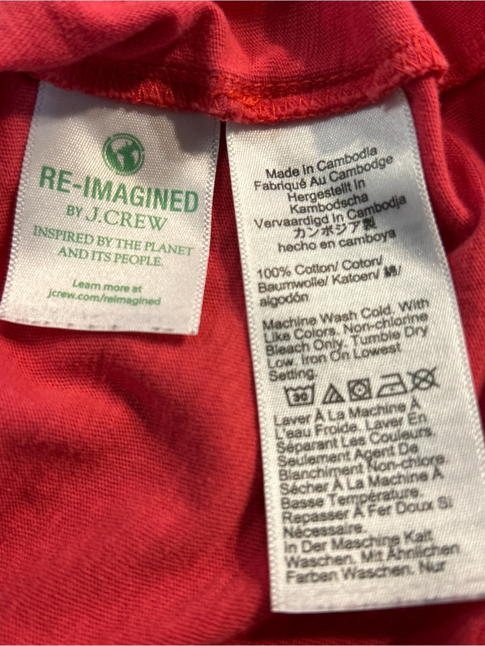 J. Crew Re-Imagined Slub Cotton V-Neck Tee Red XL - Picture 3 of 4